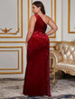 Grrly Grrls Plus Size Sequined Slant Shoulder Dress 