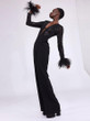 Grrly Grrls Black Opulence Feathered Jumpsuit 