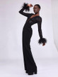 Grrly Grrls Black Opulence Feathered Jumpsuit 