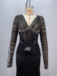 Grrly Grrls Onyx Pearl V-Neck Ruched Maxi Dress  
