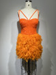 Grrly Grrls Tangerine Eclipse Feathered Mini Gown 