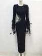Grrly Grrls Luxe Feather Diamond Maxi Dress 