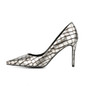 Grrly Grrls Embossed Microfiber Pointed Toe Stilettos 