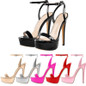 Grrly Grrls Glossy Platform Open-Toe Stilettos 