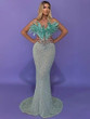  Feathered Elegance Strapless Gown  