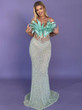  Feathered Elegance Strapless Gown  