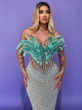  Feathered Elegance Strapless Gown  