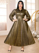  Golden Pleated Plus Size Maxi Gown 