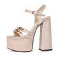 Champagne Rivet Platform Sandals