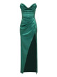 Grrly Grrls Green Satin High Split Maxi Dress 