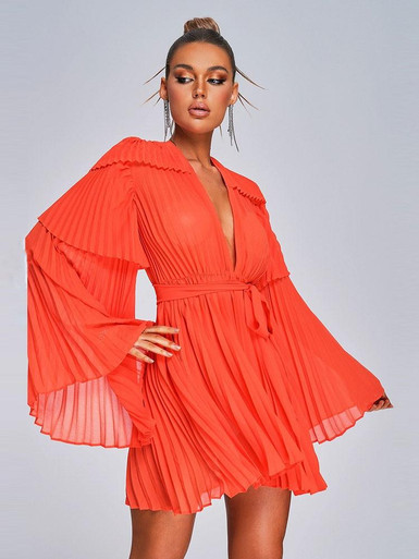 Scarlet Allure Flare Sleeve Mini Dress - Grrly Grrls