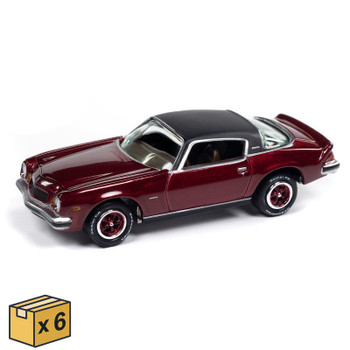 Johnny Lightning 1975 Chevrolet Camaro in Dark Red Poly with Flat Black Roof  Die-cast