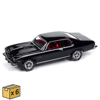 Johnny Lightning 1974 Pontiac GTO in Gloss Black - 6 Piece Solid Case