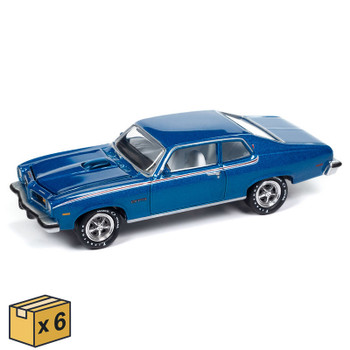 Johnny Lightning 1974 Pontiac GTO in Regatta Blue Poly - 6 Piece Solid Case