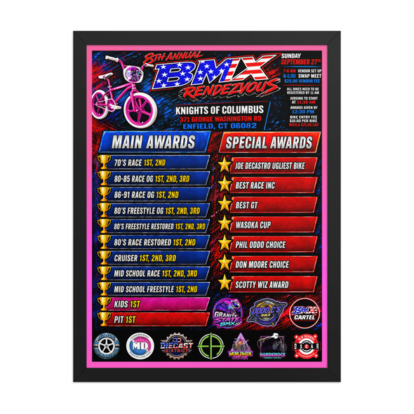 8TH ANNUAL BMX RENDEZVOUS 18"X 24" Framed Poster