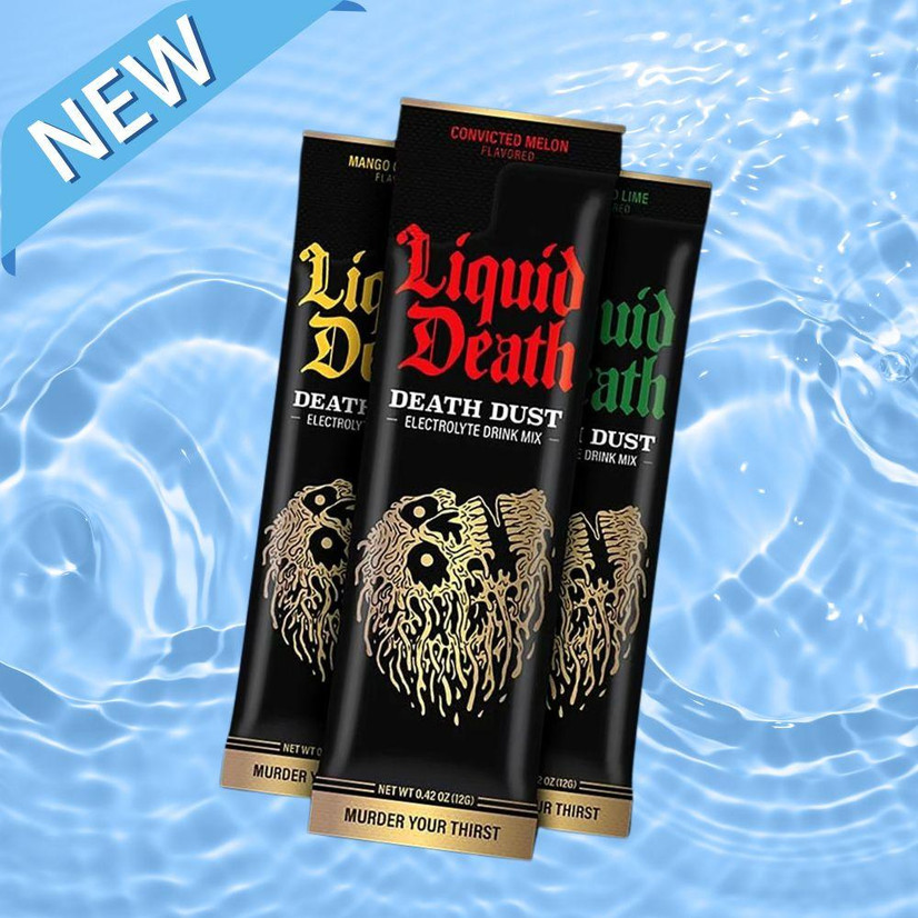 Liquid Death Water Has a New Hydration Supplement "Death Dust" Coming