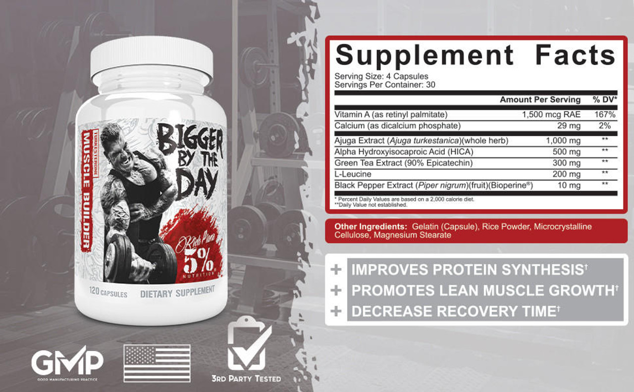 5% Bigger by the Day 90ct Potent Natural Plant Based Muscle Builder