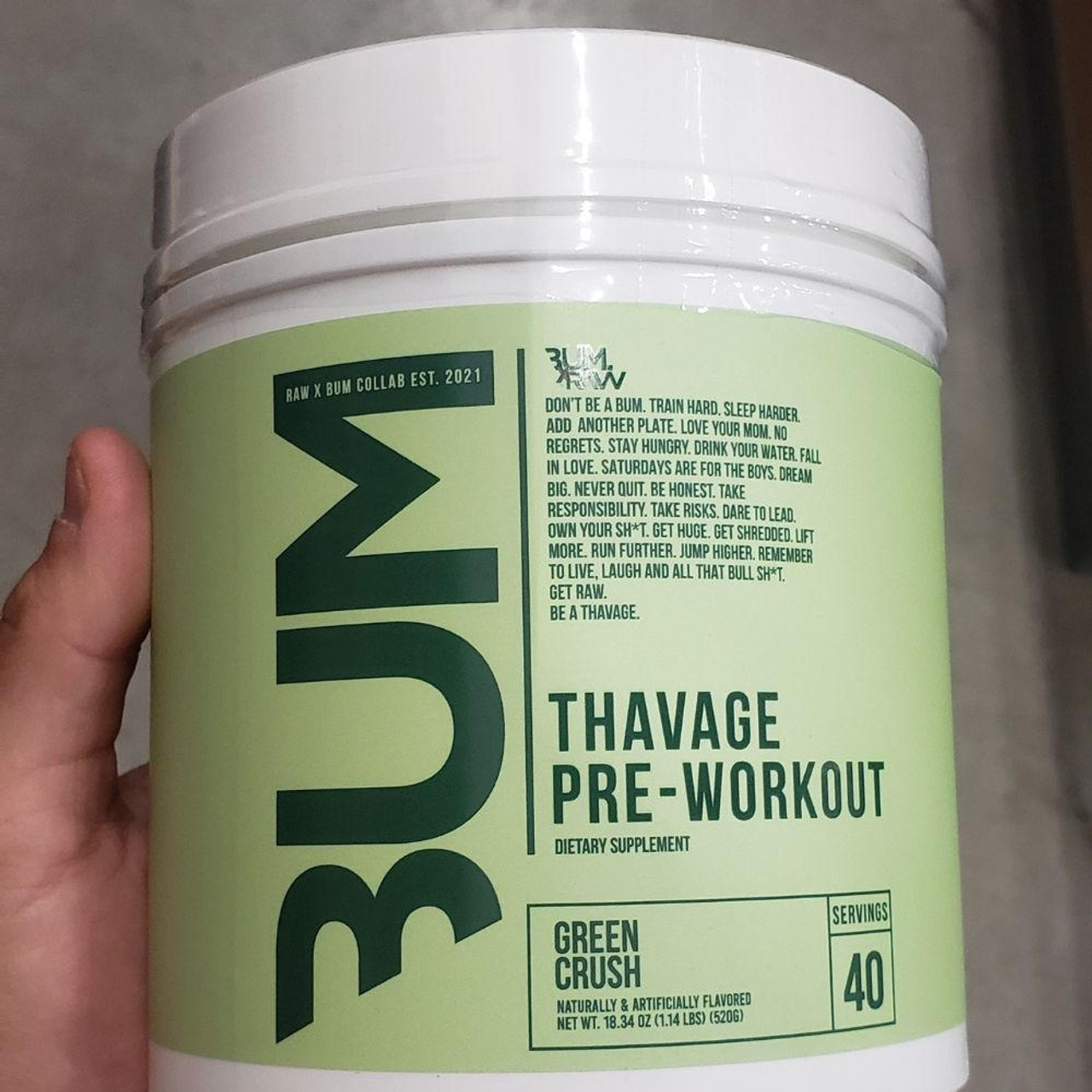 RAW Thavage Pre Workout Energy Drink - Green Gummy, 12 Bottles