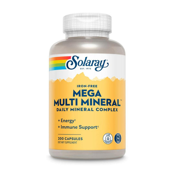  Solaray Mega Multi Mineral Iron Free 200 Caps 