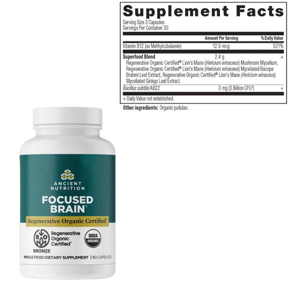  Ancient Nutrition Focused Brain 90 Capsules 