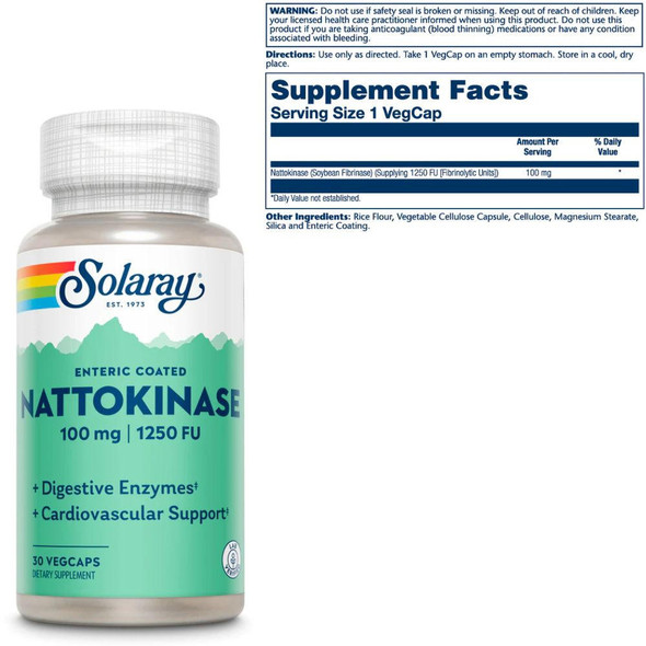  Solaray Nattokinase 100mg 30 Veg Caps 