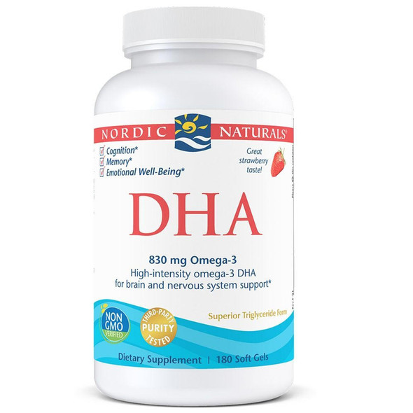  Nordic Naturals DHA 830mg Strawberry 180 Softgels 