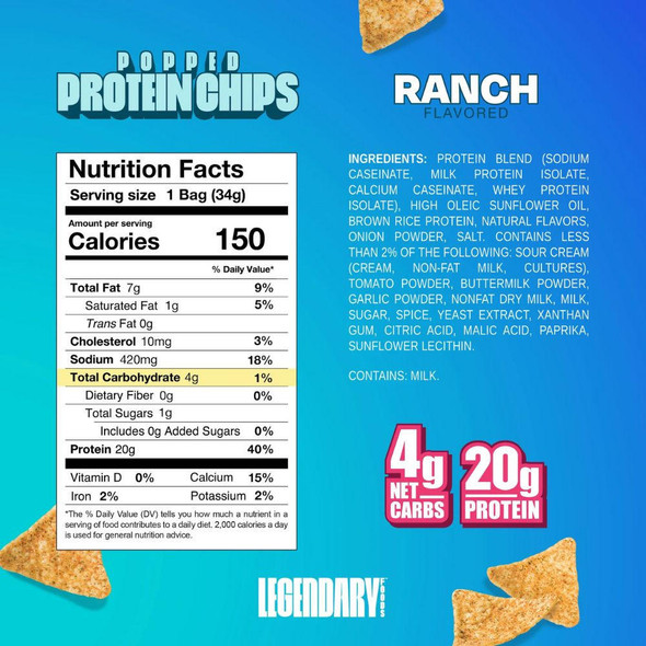 Legendary Foods Legendary Popped Protein Chips 7/Box 