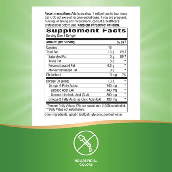  Nature's Way Efa Gold Borage Oil 1300mg with 312mg GLA 60 Gels 