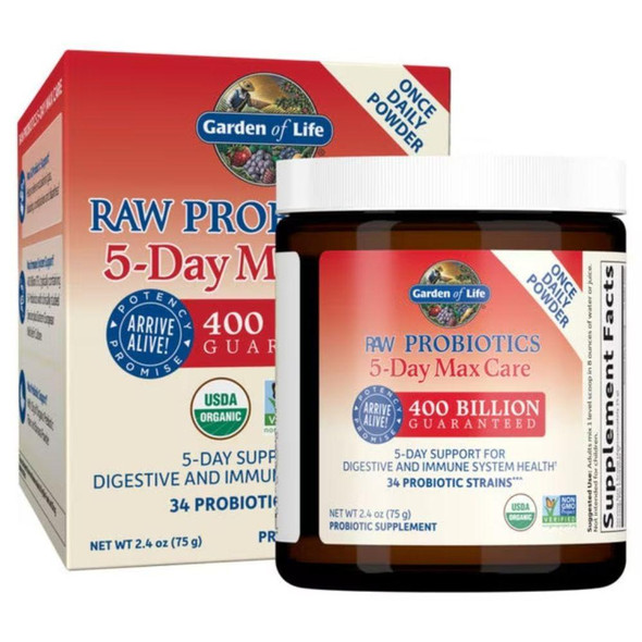  Garden of Life Raw Probiotics 5-Day Max Care 2.4 Oz 