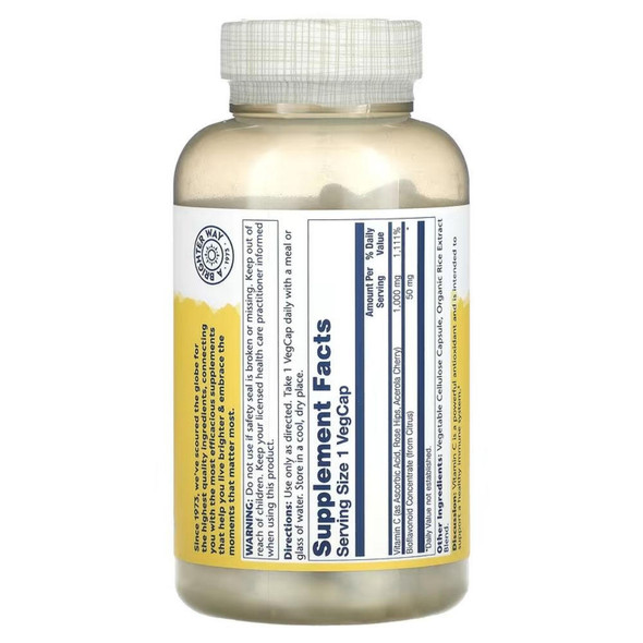  Solaray Vitamin C w/ Rose Hips, Acerola, Bioflavonoids 250 Caps 