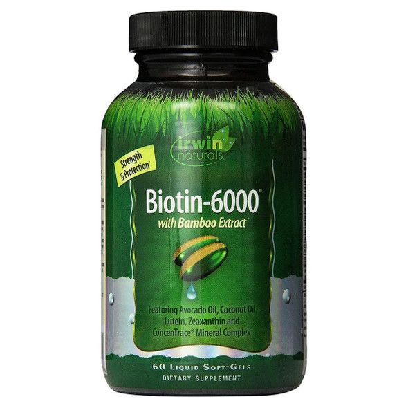  Irwin Naturals Biotin-6000 60 Liquid Softgels 