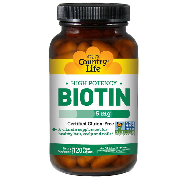  Country Life High Potency Biotin 5mg 120 Capsules 