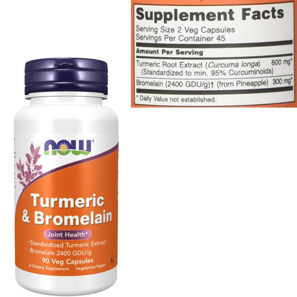  Now Foods Turmeric & Bromelain 90 Capsules 