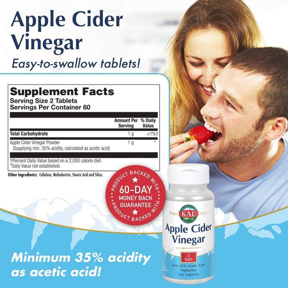  Kal Apple Cider Vinegar 120 Tablets 