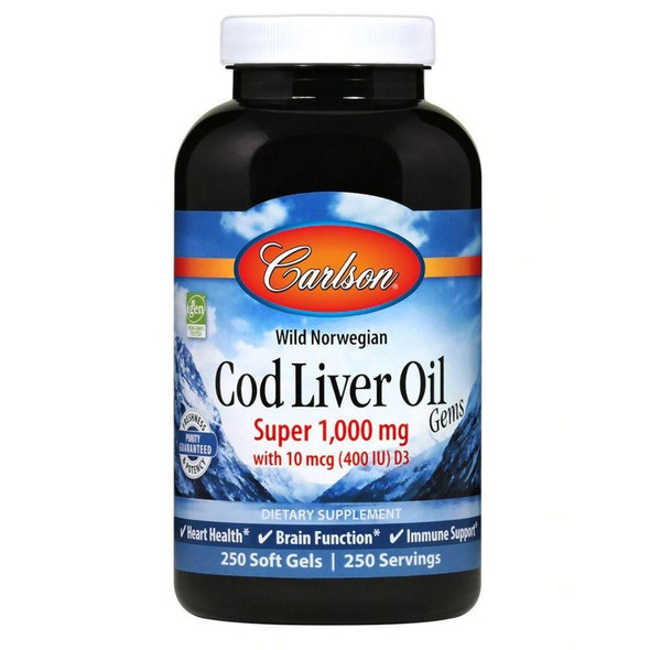  Carlson Cod Liver Oil 1000mg 250 Softgels 