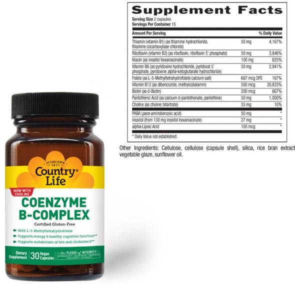  Country Life Coenzyme B-Complex 30 Capsules 