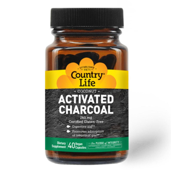  Country Life Activated Charcoal 260mg 40 Capsules 