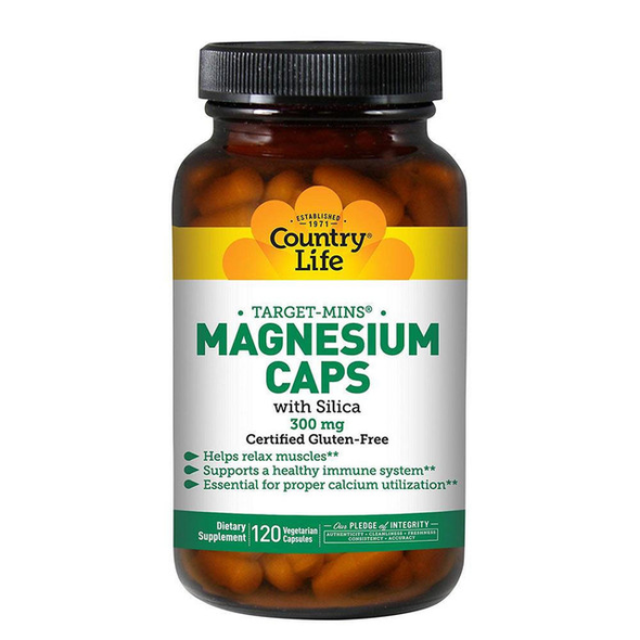  Country Life Magnesium Caps w Silica 300mg 120 Capsules 