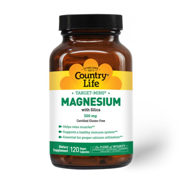  Country Life Magnesium Caps w Silica 300mg 60 Capsules 