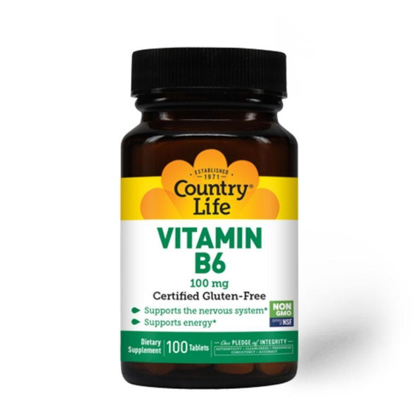  Country Life Vitamin B6 100mg 100 Tablets 