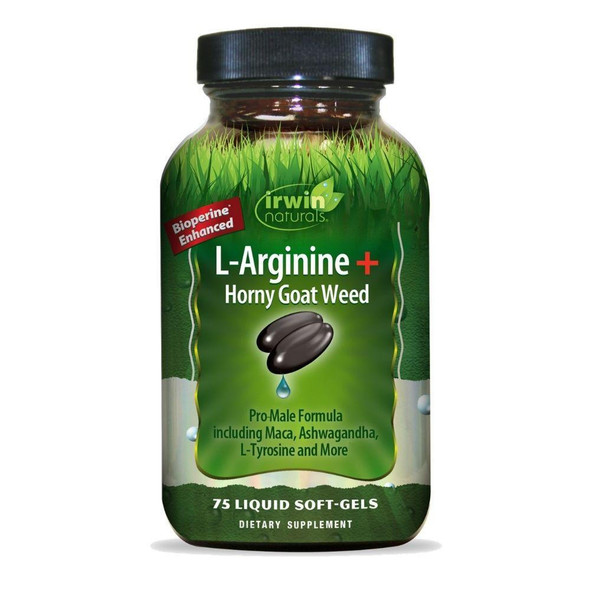  Irwin Naturals L-Arginine + Horny Goat Weed 75 Gels 