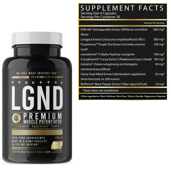 Inspired Nutraceuticals Inspired Nutra LGND Plant Based Anabolic 120 Capsules 