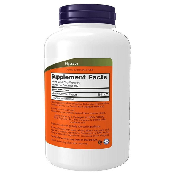  Now Foods Activated Charcoal 200 Capsules 