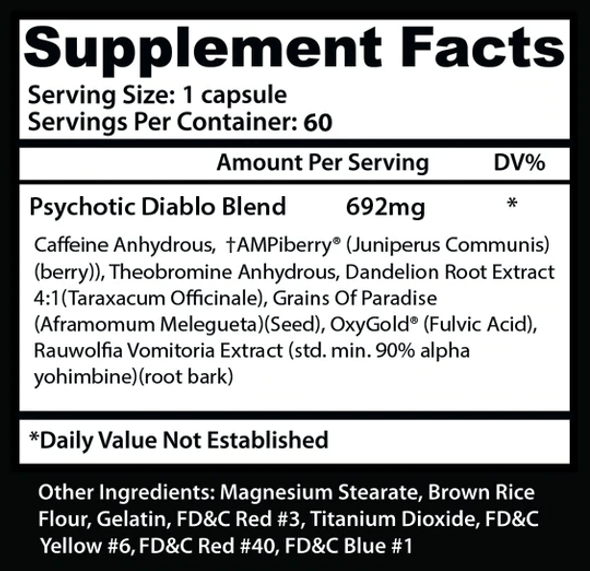  Insane Labz Psychotic Diablo 60 Capsules 