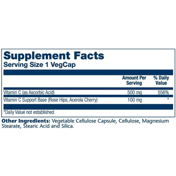  Solaray Vitamin C Time Release w/ Rose Hips & Acerola 500mg 250 Capsules 