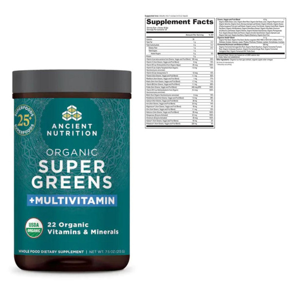  Ancient Nutrition Super Greens + Multivitamin 25 Servings 