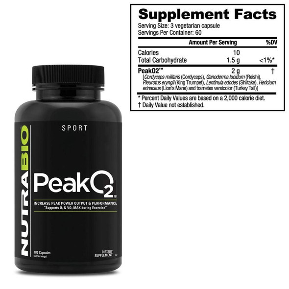  NutraBio Peak 02 180 Capsules 