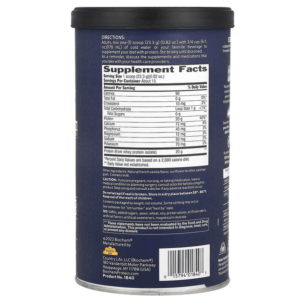  Biochem 100% Whey Natural 12.3oz 