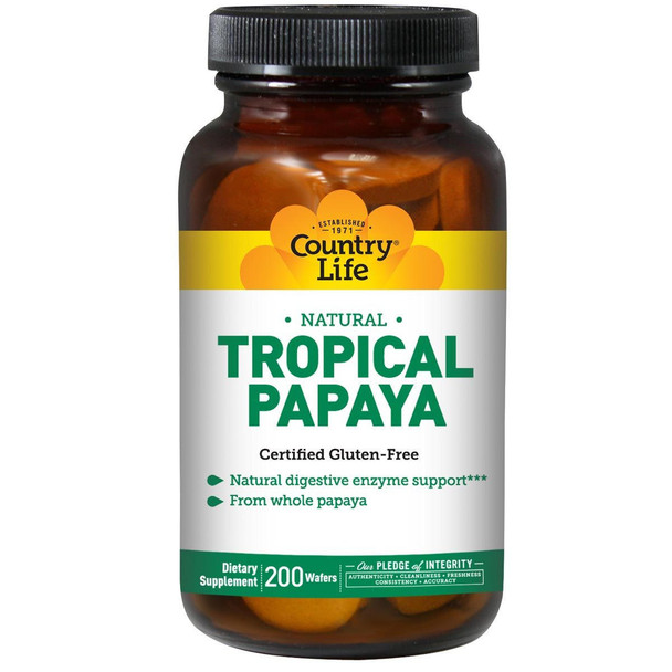  Country Life Tropical Papaya 25mg 200 Wafers 