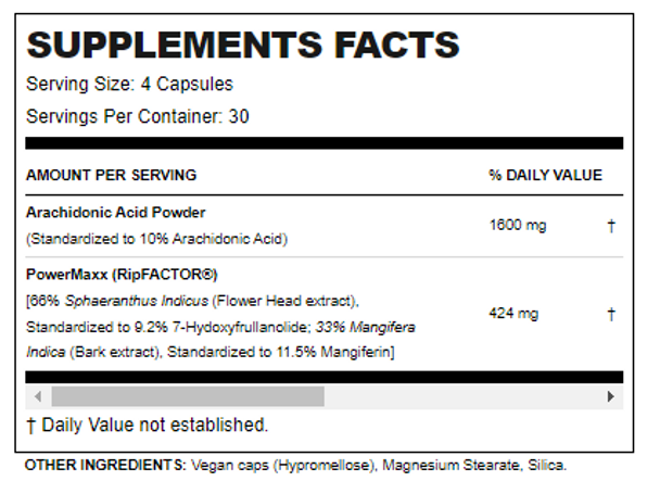 Allmax Nutrition Allmax Arachidonic Acid Label Ingredients